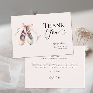 Carte De Remerciements Chaussures Ballerina Or Rose Bow Chic Girl Douche