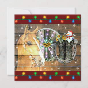 Carte De Remerciements Chaussures Cheval Cowboy Snowman Noël