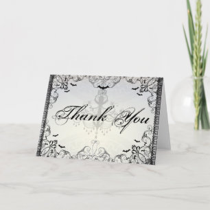 Carte De Remerciements Chauves-souris gothiques chic Mariage d'Halloween