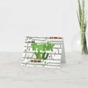 Carte De Remerciements Chemins de fer pour enfants Trains et pistes