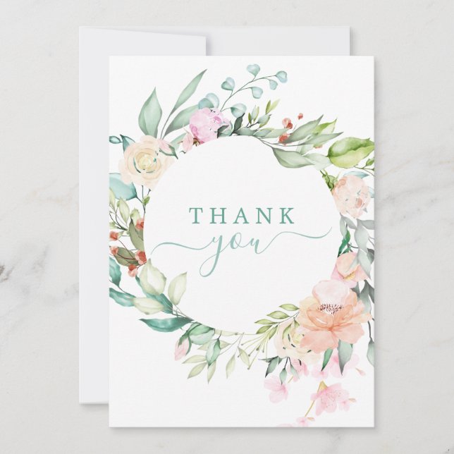 Carte De Remerciements Chemise d'aquarelle Florale Pastel (Devant)