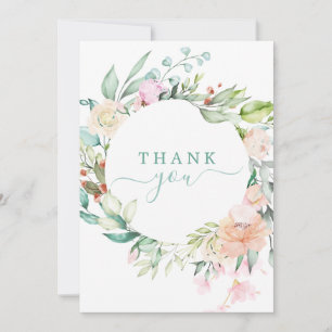 Carte De Remerciements Chemise d'aquarelle Florale Pastel