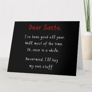 Carte De Remerciements Cher Père Noël, je vais acheter mes propres trucs
