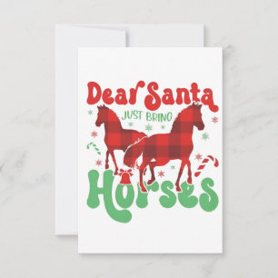 Carte De Remerciements Cher Père Noël viens d'apporter les chevaux drôle 