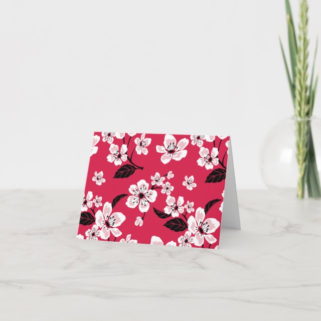 CARTE DE REMERCIEMENTS CHERRY BLOSSOM - SAKURA (ROUGE) (Devant)