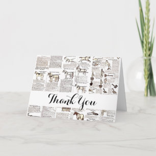 Carte De Remerciements Cheval Antique Publicité Journal Art