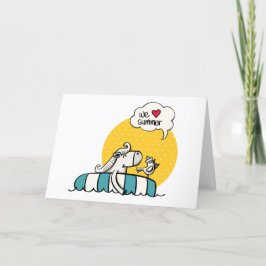 Carte De Remerciements Cheval blanc nageant avec oiseau