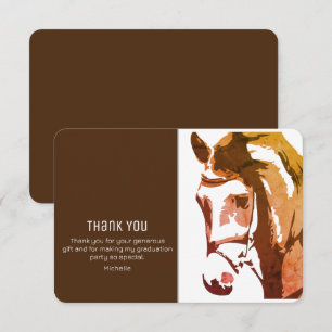 Carte De Remerciements Cheval Croquis Moderne Gris et Blanc Graduation qu