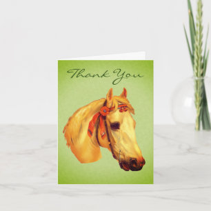 Carte de remerciements Cheval d'Art vintage