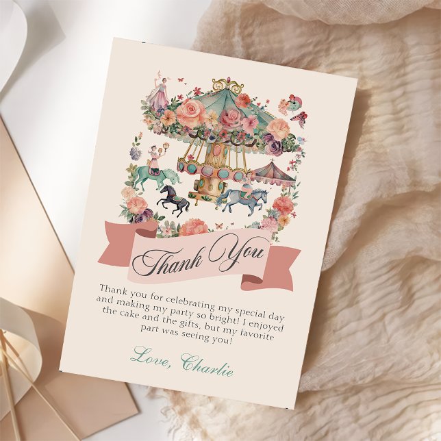 Carte De Remerciements Cheval de carrousel Carnaval Anniversaire (Créateur téléchargé)