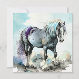 Carte De Remerciements Cheval de trait Shire aquarelle