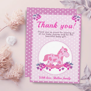 Carte De Remerciements Cheval Rose Rocking Point Baby Girl Douche