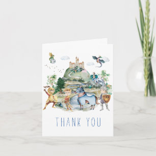 Carte De Remerciements Chevaliers et Dragons   Anniversaire médiéval roya