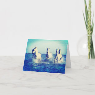 Carte De Remerciements Chevaux blancs dans l'océan