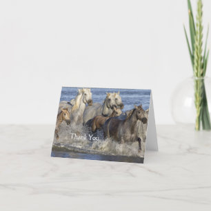 Carte De Remerciements Chevaux galopant dans l'eau