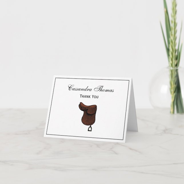 Carte De Remerciements Chevaux - Preppy Equestrio couleur de selle (Devant)