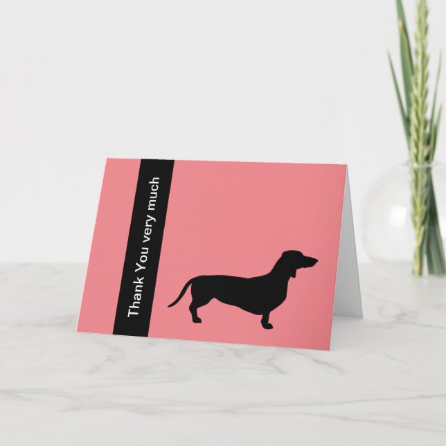 Carte De Remerciements Cheveux courts Dachshund - Silhouette 1 (Devant)