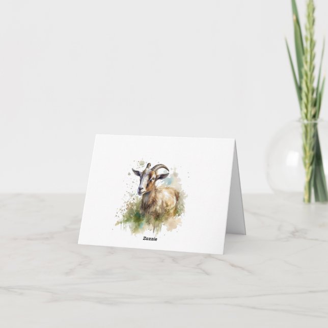 Carte De Remerciements Chèvre de la ferme à l'aquarelle, Panneaux de mous (Dos)