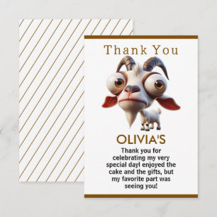 Carte De Remerciements Chèvre mignonne Animaux de ferme 2e fête d'anniver