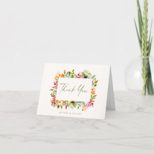Carte De Remerciements Chic Aquarelle Florale Mariage personnalisé