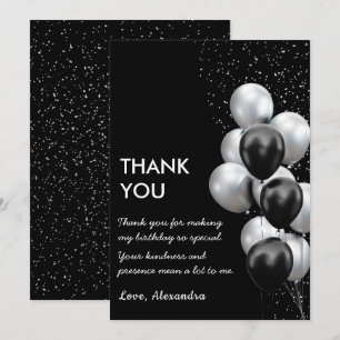 Carte De Remerciements Chic Balloon Gris Noir