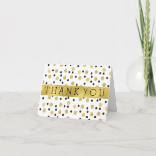 Carte De Remerciements Chic Black and Gold Confetti Thank You
