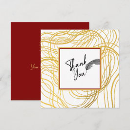 Carte De Remerciements Chic Blanc simple Or et noir