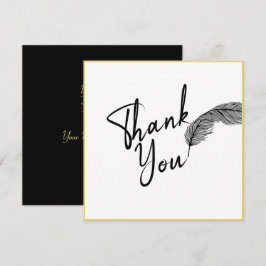 Carte De Remerciements Chic Blanc simple Or et noir