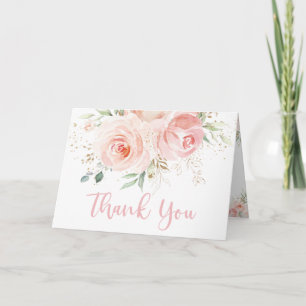 Carte De Remerciements Chic Blush rose Floral Fête des mariées Mariage