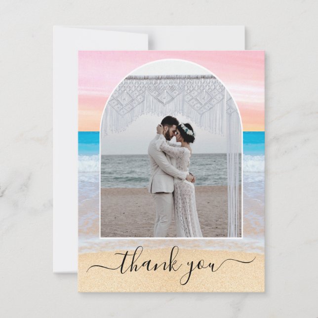 Carte De Remerciements Chic Blush rose violet Tropical Beach Arch Photo (Devant)