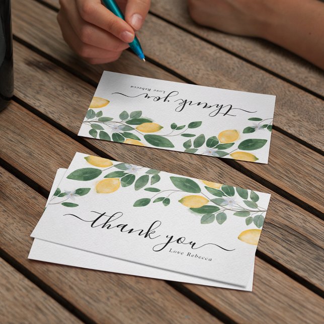 Carte De Remerciements Chic Boho Lemon & Greenery Aquarelle  (Créateur téléchargé)