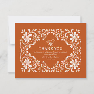 Carte de remerciements chic Burning Orange Shabby