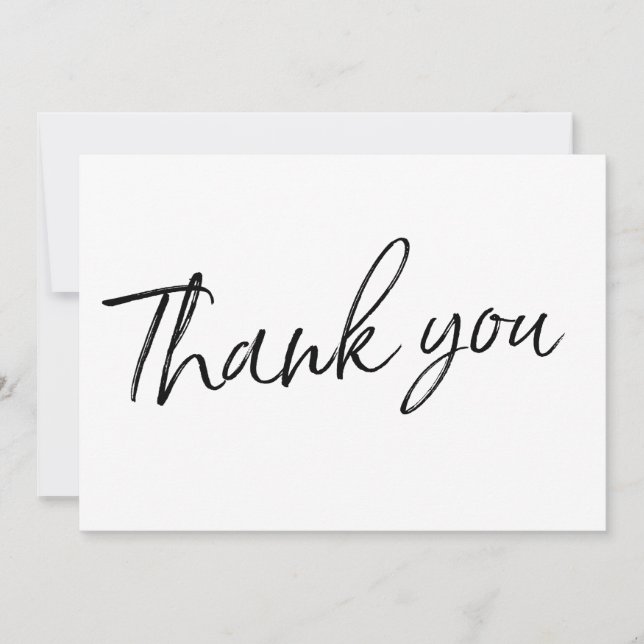 Carte De Remerciements Chic Calligraphie Main Lettré Mariage "Merci" (Devant)