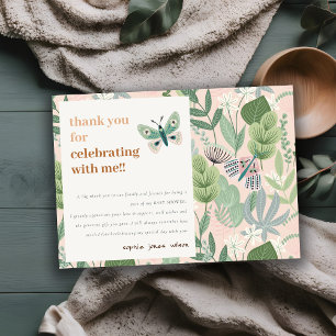 Carte De Remerciements Chic Desert Blush Butterfly Garden Baby shower