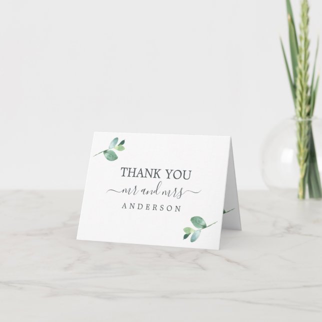 Carte De Remerciements Chic Eucalyptus Foliage Minimal Mariage Photo (Devant)