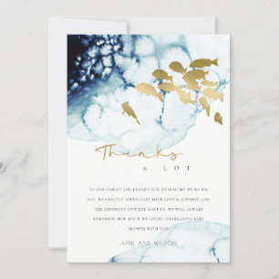 CARTE DE REMERCIEMENTS CHIC GOLD NAVY SOUS-MARINE BABY SHOWER DE POISSONS