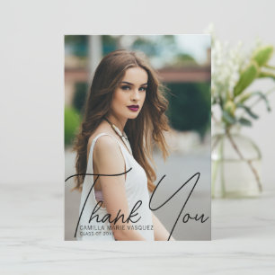 Carte De Remerciements Chic Graduation Photo manuscrite Script superposit