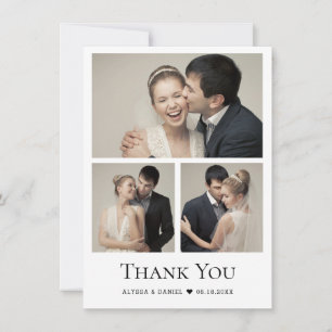 Carte De Remerciements Chic Heart Modern Mariage Photo Collage