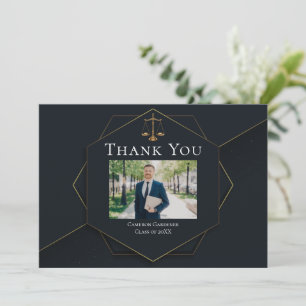 Carte De Remerciements Chic Law School Photo Lawyer Graduation