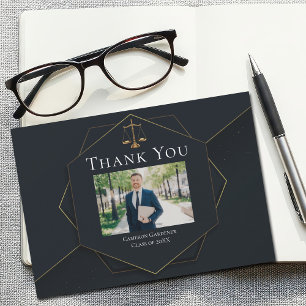 Carte De Remerciements Chic Law School Photo Lawyer Graduation
