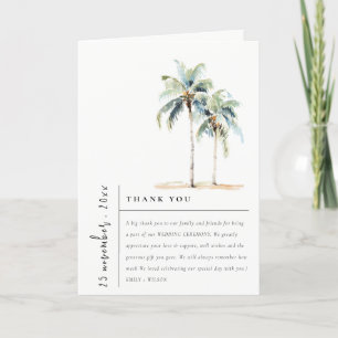 Carte De Remerciements Chic minimal palmiers Tropical Mariage Photo