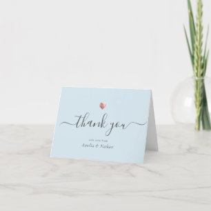 Carte De Remerciements Chic Moderne Bleu Rose Gold Heart