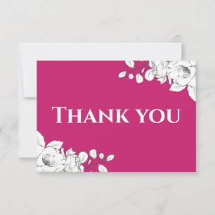 Carte De Remerciements Chic Moderne Magenta Blanc Floral