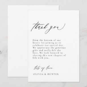 Carte De Remerciements Chic moderne Mariage noir & blanc