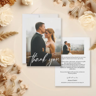 Carte De Remerciements Chic Moderne Personnalisé 2 Photos Mariages