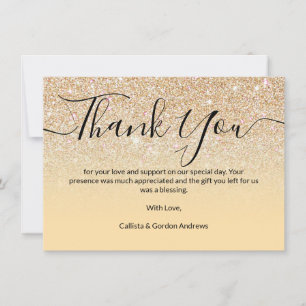 Carte De Remerciements Chic moderne Yellow Parties scintillant Or Ombre