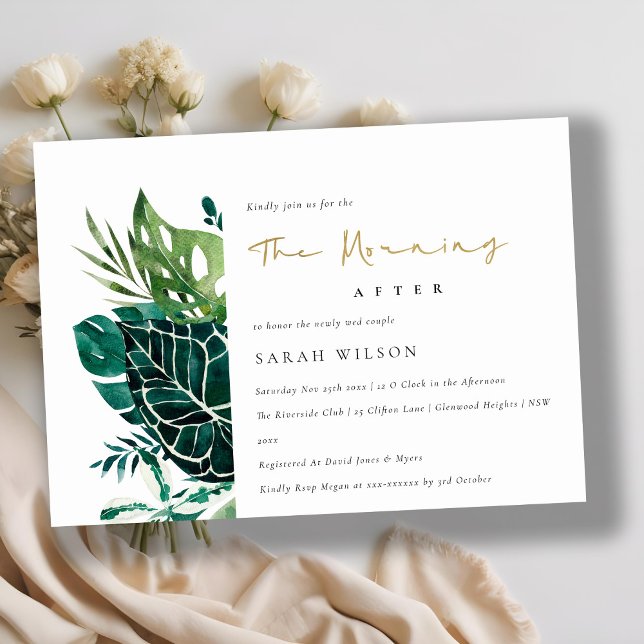 Carte De Remerciements Chic Monstera Faune verte matin après l'Invitation (Créateur téléchargé)