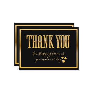 Carte De Remerciements Chic noir et or clair