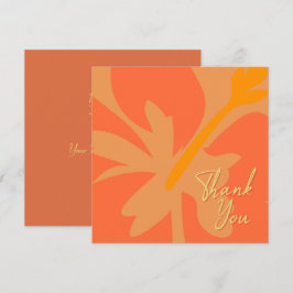 Carte De Remerciements Chic Orange Floral et Beige Texte