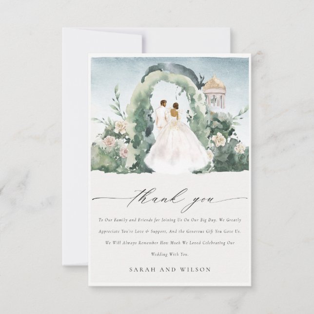 Carte De Remerciements Chic Pastel Floral Garden Arch Mariage botanique (Devant)